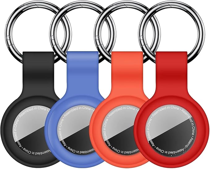 Linsaner Case for AirTag 2nd Gen (2026) & 1st Gen, Silicone Holder Keychain Key Ring, Protective Cover for Air Tags, GPS Finder Accessories for Bags, Pets, Kids, Luggage, Black/Sky Blue/Orange/Red