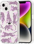 MOSNOVO for iPhone 13/14 Case | Military Grade 6.6ft Drop Tested | Clear with Pink Leopard Design