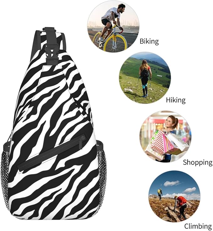 Animal Zebra Print Sling Bag For Women Men Fashion Backpack Crossbody Shoulder Bag Sling Backpack Chest Bag Travel Hiking Casual Sport Daypack