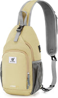 SKYSPER Sling Bag RFID Crossbody Sling Backpack Cross Body Shoulder Bag Travel Hiking Daypack for Women Men(Khaki)