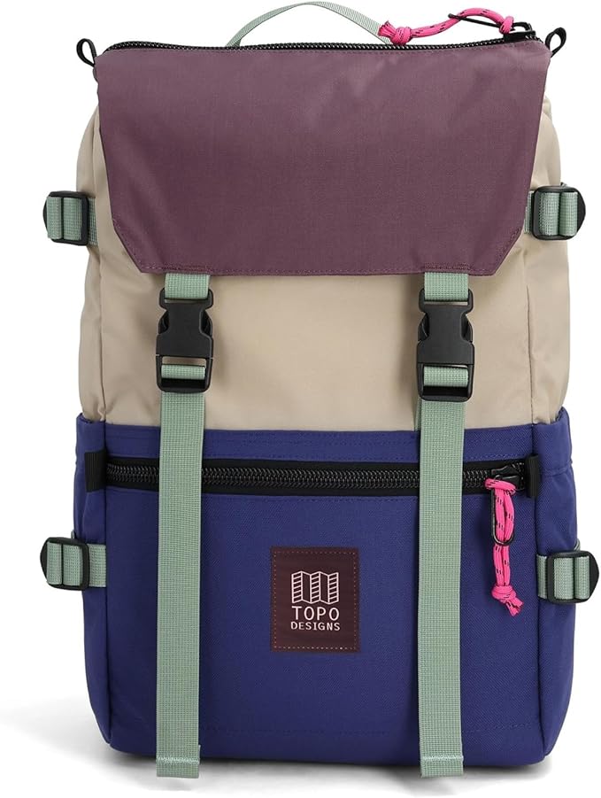Topo Designs Rover Pack Classic - Laptop Tablet Daypack for Commutes, Day Trips, Hikes, Iconic Denver Design, PFAS-Free, Fair Trade, BlueSign Backpack (Cobblestone/Aura)