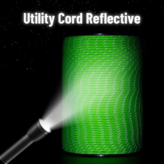 HERCULES Type III Paracord 550 Paracord Rope Parachute Cord, 50' Reflective for Survival Rope, Survival Cord