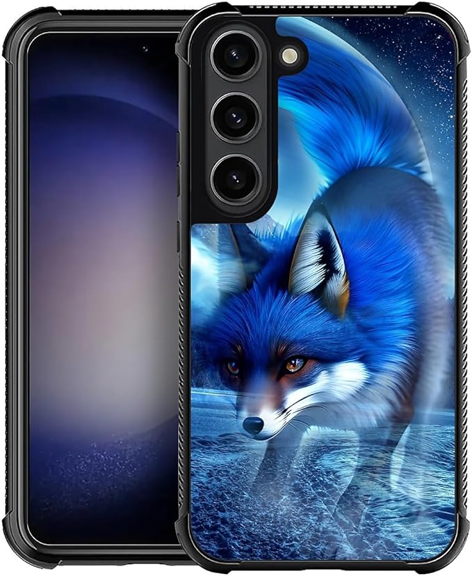 for Samsung Galaxy S23 Case, Snowy Mountain Fox Lake Pattern Graphic Design Girl Boy Soft Silicone Hard Acrylic Shock Protection for Samsung Galaxy S23