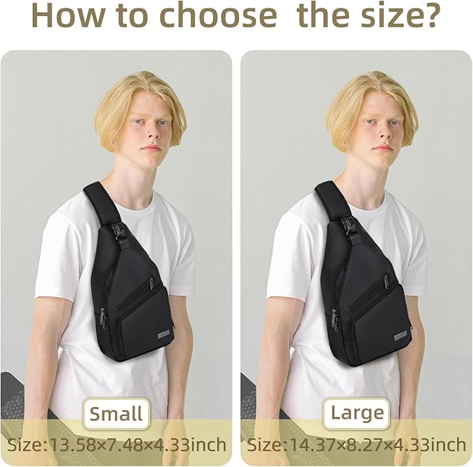 AMJ Crossbody Sling Bag Men Women, Casual Shoulder Backpack, Chest Daypack Satchel for Hiking Travel