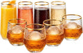 48 Pack Ribbed Stemless Champagne Flutes Gold Rim – 24 9oz Mimosa Glasses & 24 12oz Plastic Cups, BPA-Free Disposable Shatterproof Toasting Glasses for Weddings, Parties, Cocktail Wine Bar Events