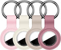 Linsaner [4 Pack] Holder for AirTag 2nd Gen (2026) & 1st Gen, Silicone Case Keychain Key Ring, Protective Cover for Apple for Air Tags, GPS Finder Accessories, Pink/Starlight/Milk Tea/Bean Paste