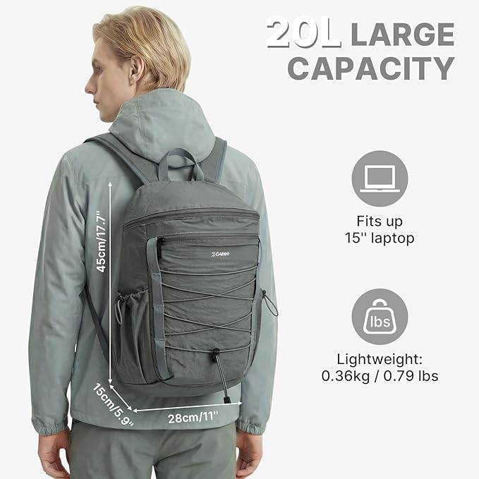 G4Free Hiking Backpack for Women Men 20L Lightweight Travel Backpacks Daypack Outdoor Daily Camping, Dark Gray-green