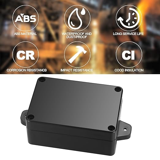 Project Box, 4pcs Junction Boxes, IP65 Waterproof Electrical Boxes, ABS Plastic Dustproof Electrical Project Case Power Junction Boxes with Fixed Ear for Outdoor Electronics - 3.3x2.3x1.37