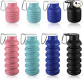 LemonRoad 4 Pcs 20 oz Portable Collapsible Water Bottles Reusable Silicone Foldable Water Bottle Lightweight Leakproof Expandable for Gym Traveling Camping Hiking Sports (Multicolor)