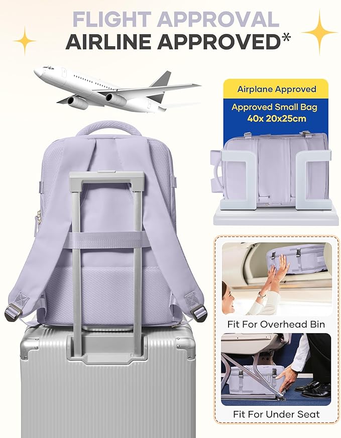 coofay Large Carry On Backpack Flight Approved Personal Item Travel Backpack For Women Airline Approved Waterproof Sports Luggage Backpack Casual Daypack Small Hiking Backpack Purple Backpack