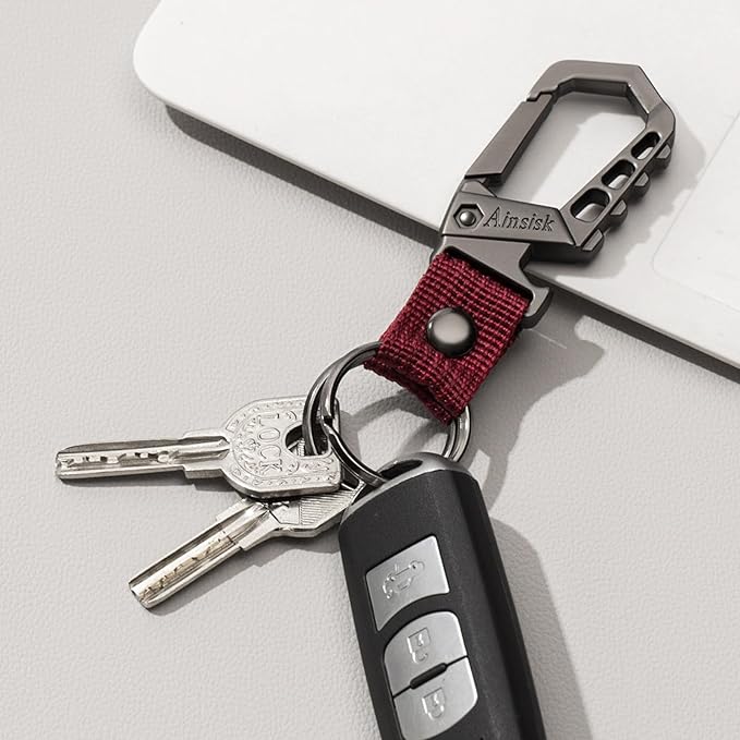 Heavy duty key chain,bottle opener function car keychains,versatile metal snap hook carabiner clip and 2 key rings