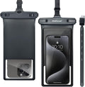 wellhouse Waterproof Phone Pouch, Waterproof Phone Case for iPhone 17 16 15 14 13 Pro Max XS Samsung, IPX8 3D Cellphone Dry Bag Beach Essentials (1 Pack - Black8.0, 8 inch)