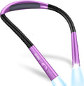 Gritin Book Light, Eye Caring 4-Color & 5-Brightness Neck Light Reading Light- Stepless Dimming,30-min Timer,80+ Hrs Runtime,Bendable Round Neck Design, Lightweight for Reading-Dark Purple