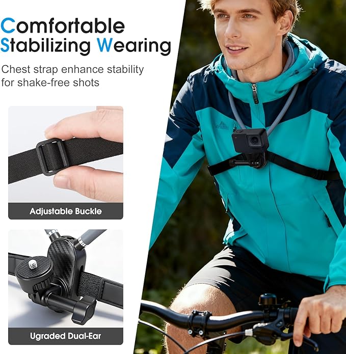 Camera Phone Chest Mount for GoPro, Adjustable Strap Chest POV Phone Holder Neck Mount for DJI Osmo Nano Action 5 Pro/4/3 Accessories, for Insta360 X5/X4/Ace Pro 2, for GoPro Hero 13/12/11 AKASO
