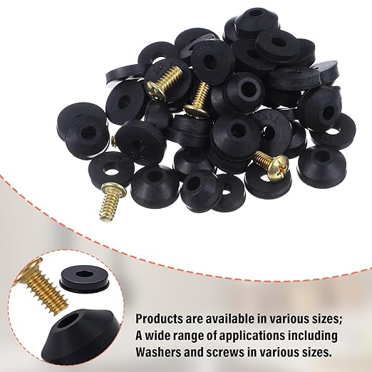 58PCS Rubber Faucet Washers Assorted Kit Outdoor Faucet Repair Kits with Brass Screws Flat and Beveled Hose Filter Washer Worn Out Replacements for Use Assortment Quick-Opening Style Faucets Stem