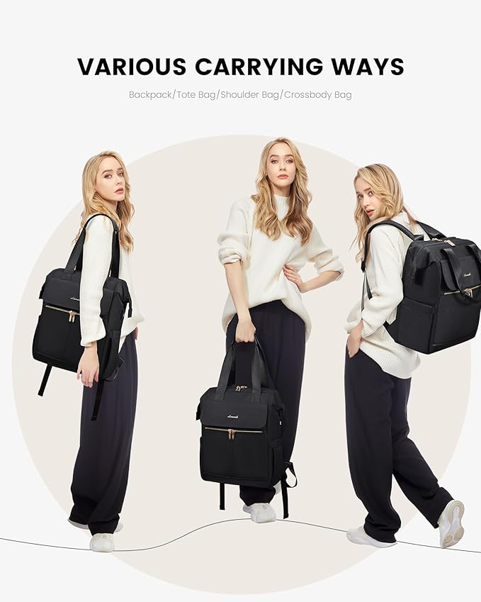 LOVEVOOK Laptop Backpack for Women, 15.6 Inch Work Laptop Bag with USB Port, Fashion Teacher Nurse Backpack Purse, Waterproof Travel Computer Backpack with Organizer Bag, 2PCS