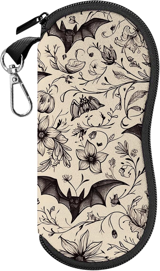 Glasses Case Sunglasses Eyeglass Soft Case Zipper Light Neoprene Pouch with Metal Belt Clip Aesthetic Cute Women Men