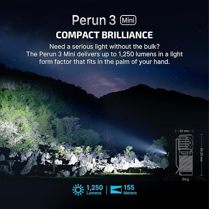 OLIGHT Perun 3 Mini Premium Headlamp 1250 Lumens Flashlight with Type-C Charging Box, Rechargeable Headlight with Red Light Option,Perfect for Working, Hiking, Camping and Climbing (Orange)