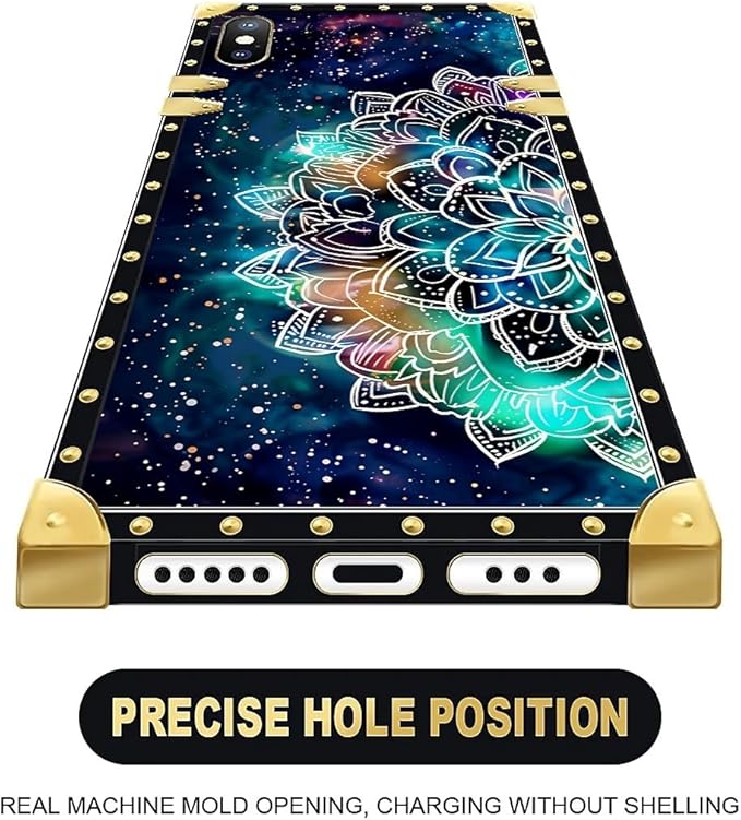 Compatible with iPhone XR Case, Starry Sky Colourful Mandala Luxury Golden Decoration for Girl Women Soft TPU Shockproof Protective Hard PC Back for iPhone XR
