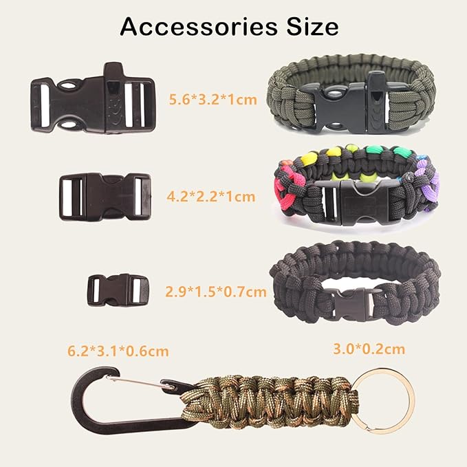 Paracord,Paracord 550 Combo Crafting Kits with 5 Types Buckles,20 Feet Each Paracord Rope (Light Rainbow Set 200feet) (JIP-Set)