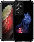for Samsung Galaxy S21 Ultra Case, Galaxy Fox Wolf Pattern Graphic Design Girl Boy Soft Silicone Hard Acrylic Shock Protection for Samsung Galaxy S21 Ultra