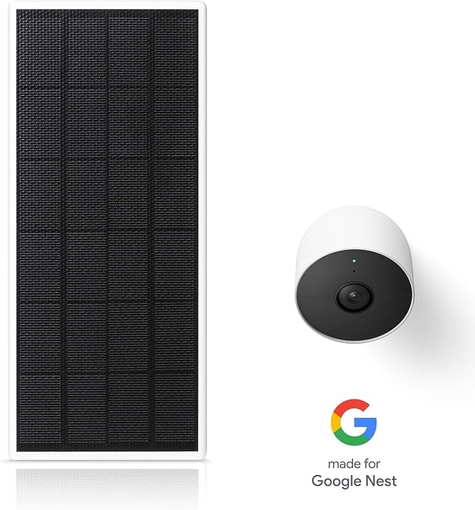 Wasserstein Solar Panel, Solar Panel Charger for Google Nest Cam Outdoor or Indoor, Battery - 2.5W Solar Power - Camera Solar Panels Made for Google Nest (2 Pack)
