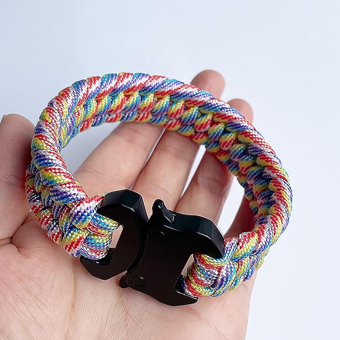 Parachute Cord Bracelets Trilobite Weaved Paracord Bracelet with Side Release Buckle 8.7 inch Black Bracelet for Men Women 1 Set