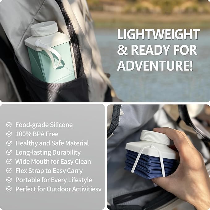 BEAUTAIL Collapsible Water Bottles 24.3oz, Foldable Travel Water Bottle, Portable & Lightweight, Leakproof & Reusable for Traveling Camping Hiking Yoga Sports Outdoor School Office