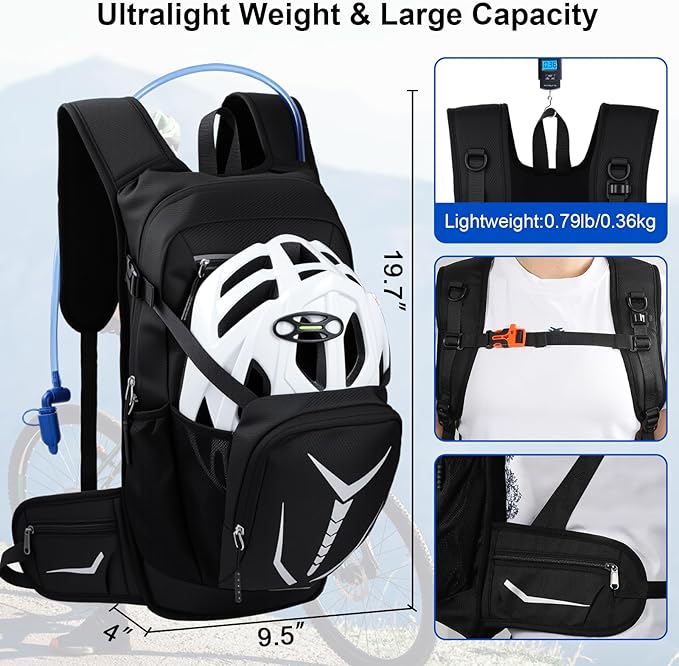Insulated Hydration Backpack with 3L Water Bladder - 18L Leak-Proof Hiking Daypack, Lightweight Water Backpack for Men & Women, Gear for Trail Running, Cycling, Rave Festivals & Outdoor Sports