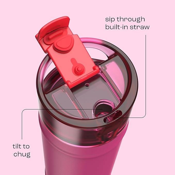 bubba 24 oz Dualsip Insulated Stainless Steel Water Bottle with Straw - Reusable, Leakproof, Lightweight, Dishwasher Safe, Lead-Free and BPA-Free, Flora Aura
