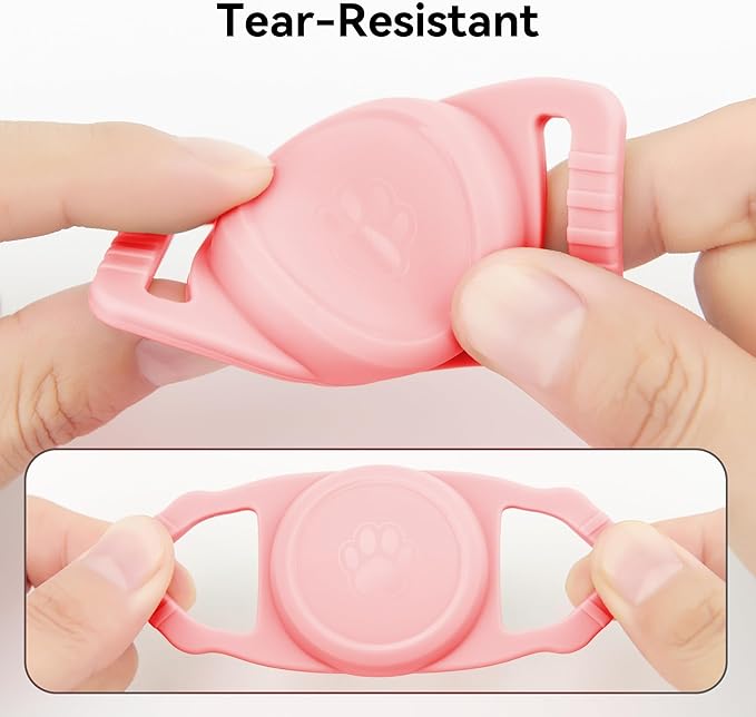GOCII for Airtag Dog Collar Holder 2 Pack,Waterproof Dog Collar Holder for Apple AirTag(Gen 1 & 2),Silicone Air Tags Case for Dog Collars(Light Pink)