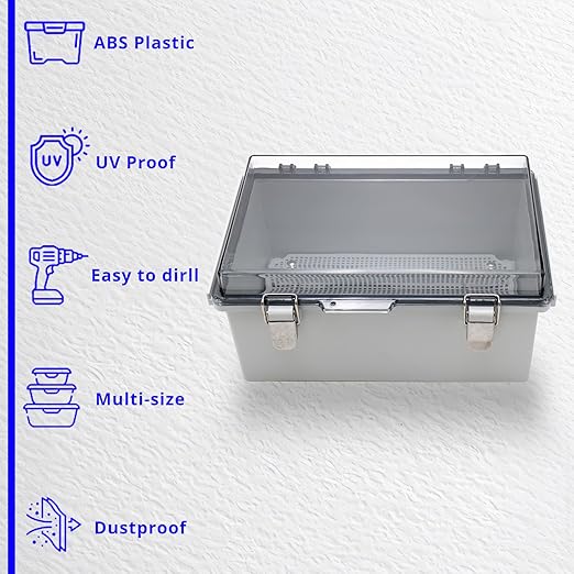 MAKERELE Waterproof Junction Box with Clear Cover,IP67 Waterproof Dustproof Universal Project Boxes for Electronics 11.4×7.5×5.5 inch（290×190×140mm）