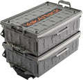 YakAttack TracPak Combo Kit – Battleship Grey | 2 Stackable Storage Boxes + Quick Release Track Base | Fits MightyMount, GearTrac & Kayak Tracks | Space-Saving Fishing Storage | Compact Kayaking Box