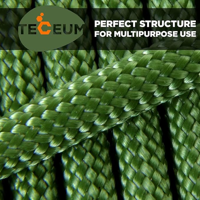 TECEUM 5/32" Paracord Rope 1000 – 1000ft / 200ft / 100ft / 50ft – Tactical Parachute Cord 4mm – 45+ Colors – Nylon String for Survival & Camping Gear – Stripe Cord for Survival – Utility Rope