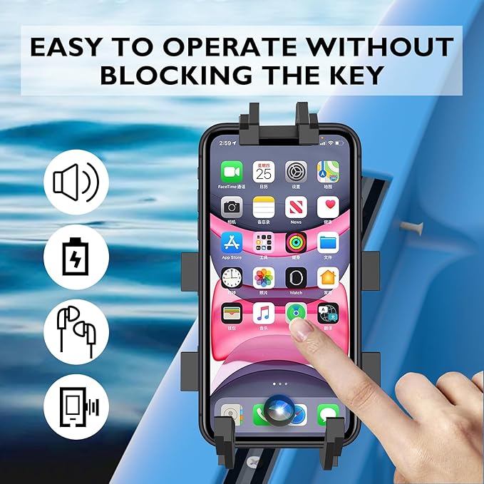 Kayak Phone Holder Mount with 8-Claw Anti-Slip Fixing, 360° Adjustable Kayak Phone Holder Compatible with 4.7-7 Inch Phones Kayak Rail Accessories