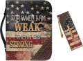 Small Bible Cover Case for Women Men Amercan Flag and Cross PU Leather Bible Case with Bookmark Church Bag Book Carrying Case Bible Cover for Women Men Bible Case for Men Women