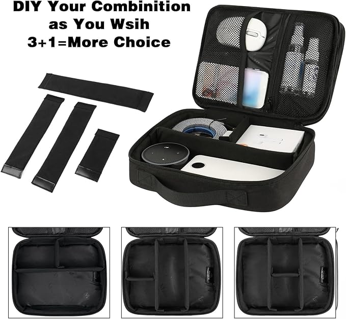MATEIN Electronics Organizer, Waterproof Travel Electronic Case, Portable Double Layer Cable Storage Bag for Camera Accessories, Cord, Charger, Power Bank, Flash Drive, Phone, SD Card, Black
