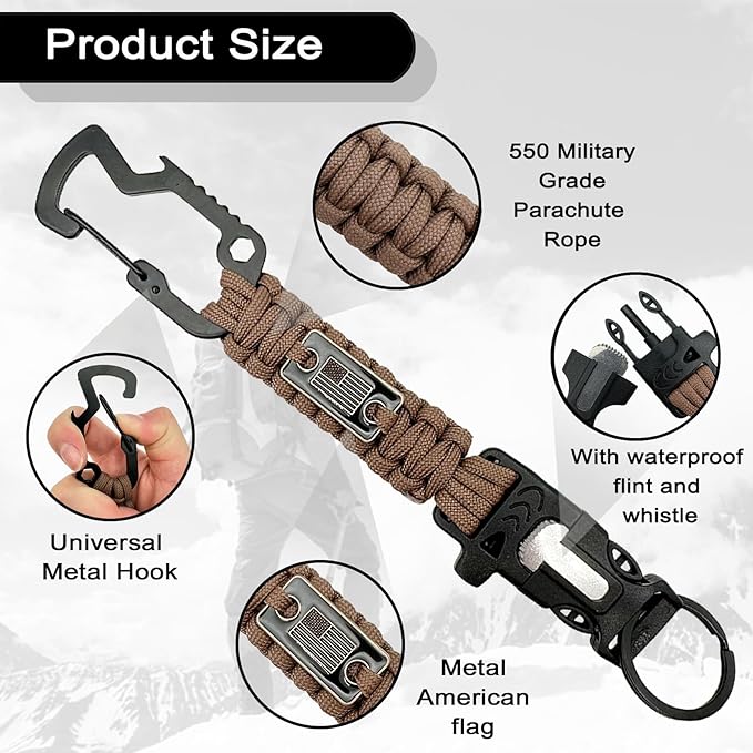 DDOUT Heavy Duty Paracord Lanyard 550 Paracord Braided Keychain for ID Badges, Camera, Whistle, Traveling, Outdoor Activities