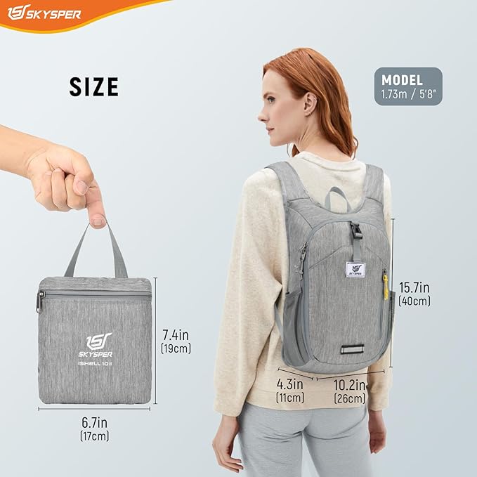 SKYSPER 10L Hiking Backpack Small Foldable Daypack Packable Lightweight Hiking Daypack Travel Day Pack for Women Men