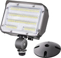 60W LED Flood Light with Knuckle, Outdoor Security Fixture Dusk-to-Dawn Photocell 5000K 7,800lm(300W Equivalent) 100-277V IP65 Waterproof with Base for Wall Mount for Entrance Garden Yard