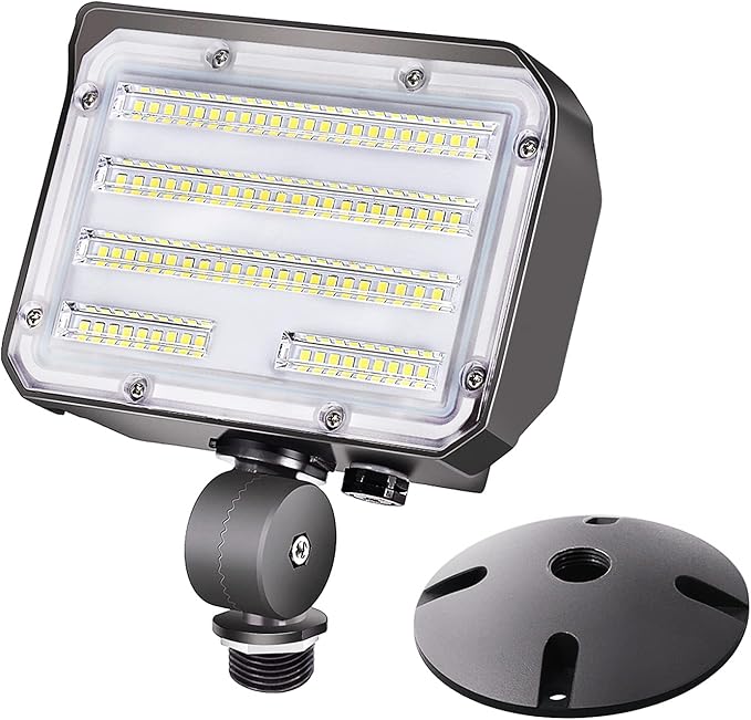 30W LED Flood Light with Knuckle, Outdoor Security Fixture Light with Dusk-to-Dawn Photocell 5000K 4,050lm(200W Equivalent) Waterproof with Base AC100-277V for Wall Mount Entrance Garden Yard