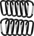 3" Aluminum Carabiner Clips, 12PCS D Ring Shape Keychain Carabiners Hook Buckle