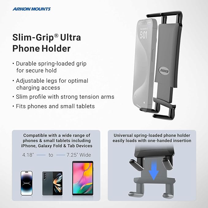 ARKON Mounts Adhesive Phone and Tablet Car and Truck Mount | Universal Phone Holder | Adhesive or Drill Mount | Compatible with iPhone, Galaxy, Note, Pixel, and more