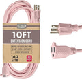 Outdoor Extension Cord 10 ft - 16 Gauge 13 Amp Heavy Duty Power Extension Cords - SJTW - Great for Small Appliances, Outdoor Lights, Garden Supplies - Pink