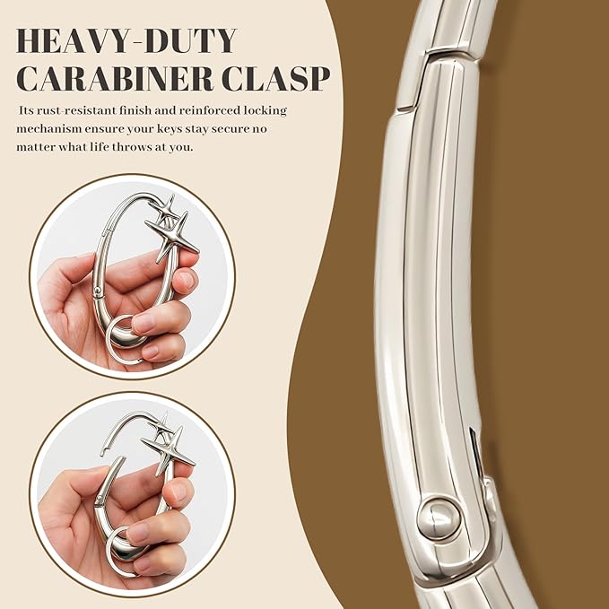 2pcs y2k Large Star Shape Carabiner Set, Cool Belt Loop Clip, Carabiner Keychain for Keys, Car Keys, Bags and Outdoor Gear (4 Inch)