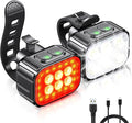 Cuvccn Bike Lights Super Bright, Rechargeable Bicycle Lights Set Multiple Modes, Waterproof Bike Lights for Night Riding/Cycling Safety, Front and Back Bike Reflectors Light, Long Battery Life