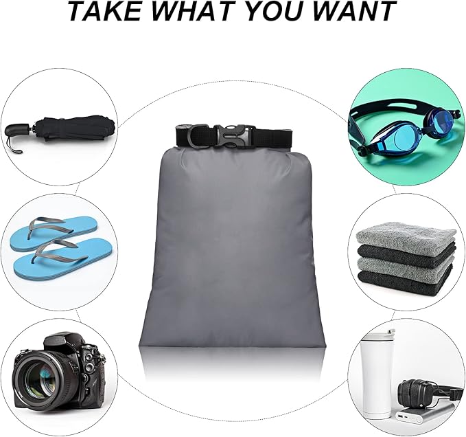 Shappy 6/12 Pcs Waterproof Dry Bags, Lightweight Outdoor Waterproof Dry Stuff Sacks 15/8/5/4/3/2 L and Long Adjustable Shoulder Strap for Kayaking Rafting Boating Hiking Camping