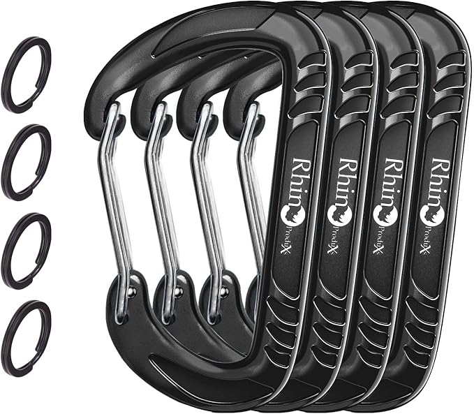 Rhino Produxs 12kN (2697 lbs) Heavy Duty Carabiner Clips, for Securing Pets, Outdoor, Camping, Hiking, Hammock, Dog Leash Harness, Keychains