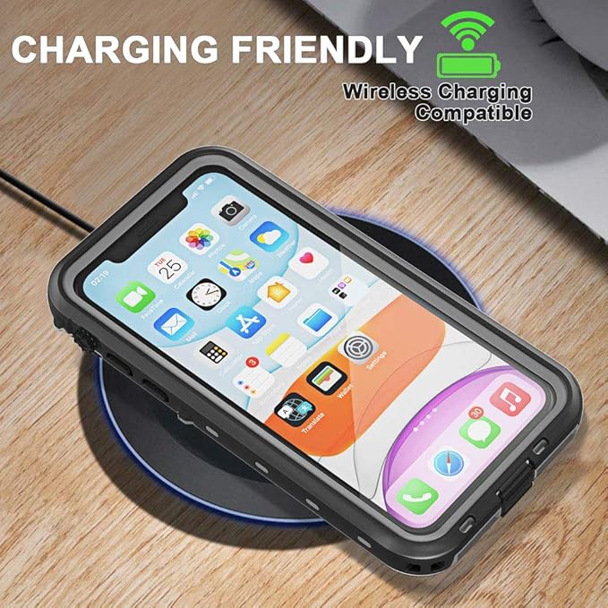 for iPhone 11 Waterproof Case with Screen Protector Full Body Protector Shockproof Dustproof Dirtproof Heavy Duty IP68 Waterproof Case for iPhone 11(6.1inch) (Clear)