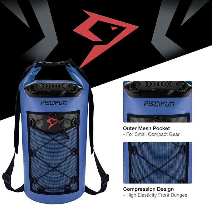 Piscifun Dry Bag, Waterproof Floating Backpack 10L/20L/30L/40L with Waterproof Phone Case for Boating, Kayaking, Fishing